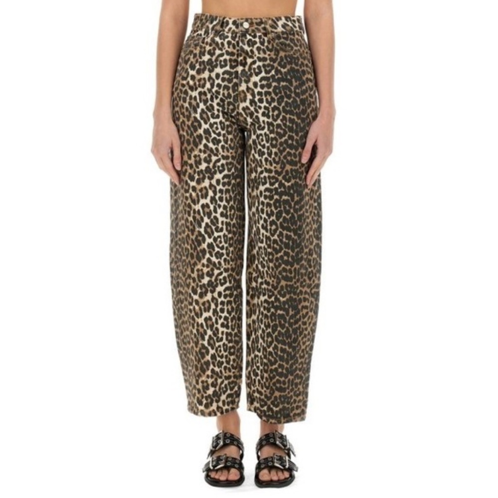 Ganni High Rise Leopard Print Jeans